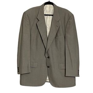 VTG Burberrys Blazer Mens Classic Fit‎ Houndstooth Silk Blazer Suit Jacket Grey